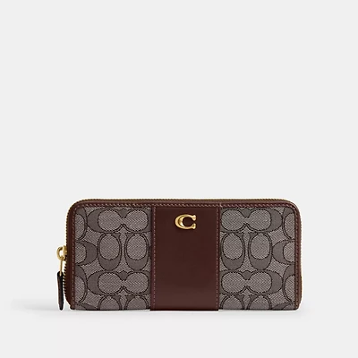 Essential Slim Accordion Zip Wallet In Signature Jacquard