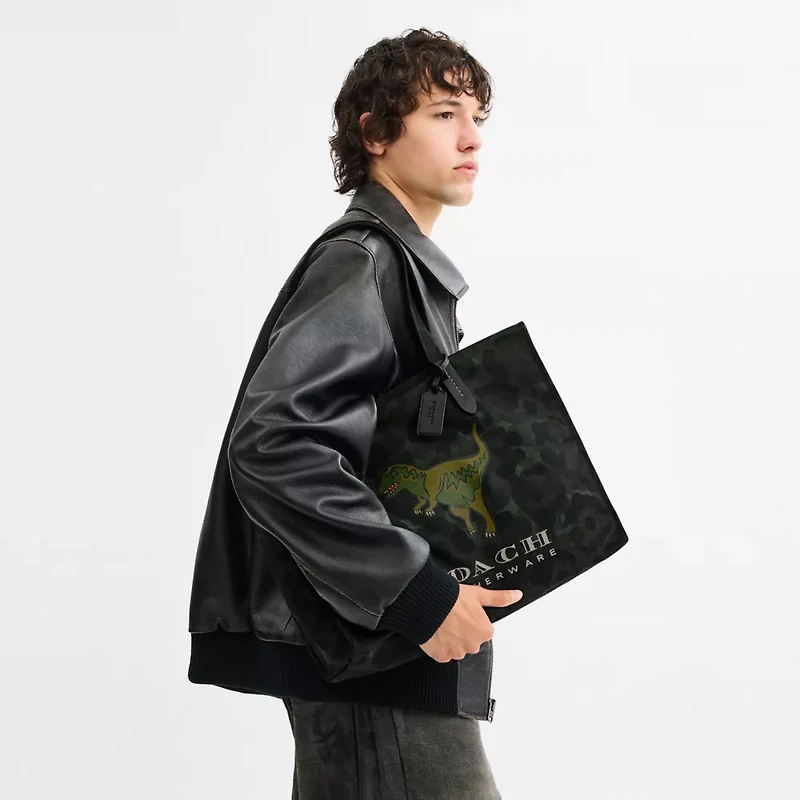 Tote With Camo Print And Rexy