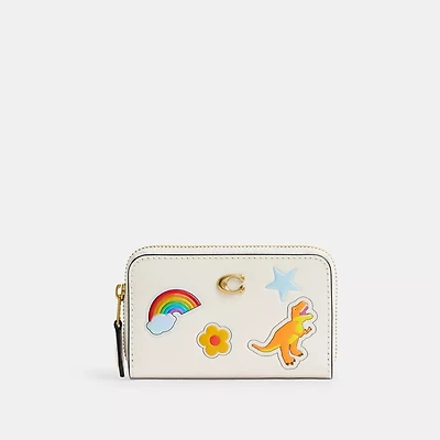 Essential Small Zip Around Card Case With Sticker Print