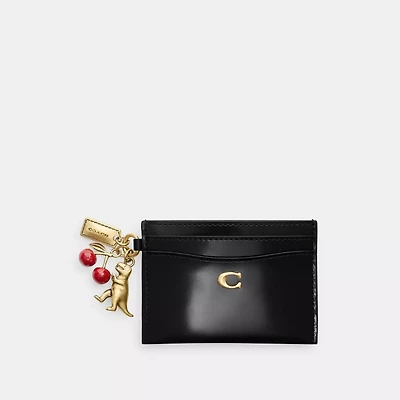 Essential Card Case In Spazzolato Leather With Charms