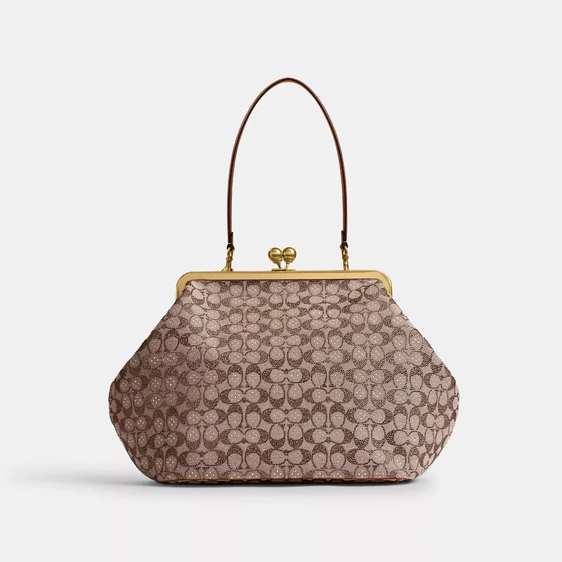 Large Kisslock Frame Bag In Crystal Signature Jacquard