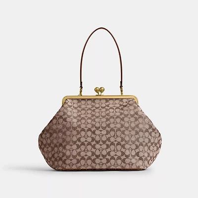 Large Kisslock Frame Bag In Crystal Signature Jacquard