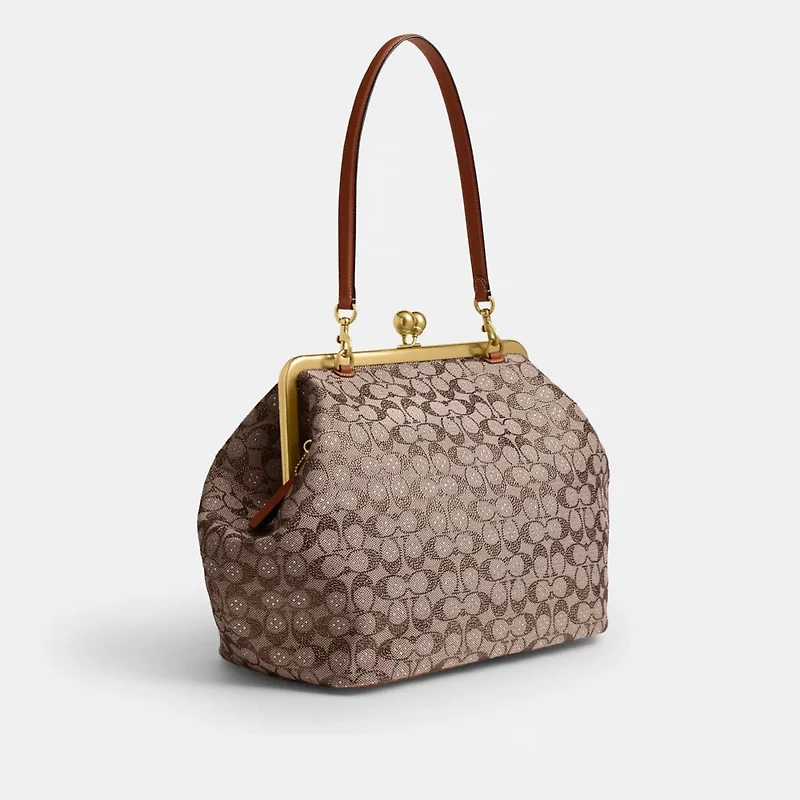 Large Kisslock Frame Bag In Crystal Signature Jacquard