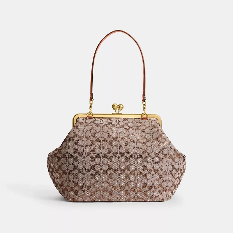 Large Kisslock Frame Bag In Crystal Signature Jacquard