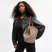 Large Kisslock Frame Bag In Crystal Signature Jacquard