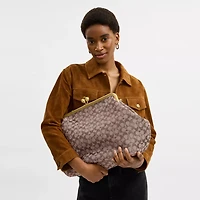 Large Kisslock Frame Bag In Crystal Signature Jacquard