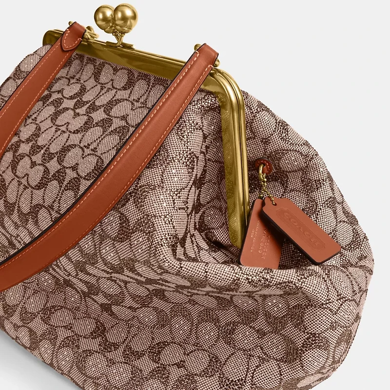 Large Kisslock Frame Bag In Crystal Signature Jacquard