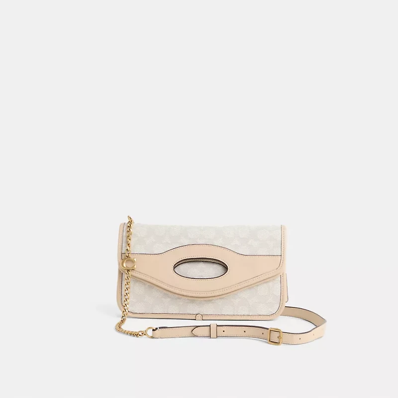 Restored Foldover Cut Out Clutch Crossbody In Signature Jacquard