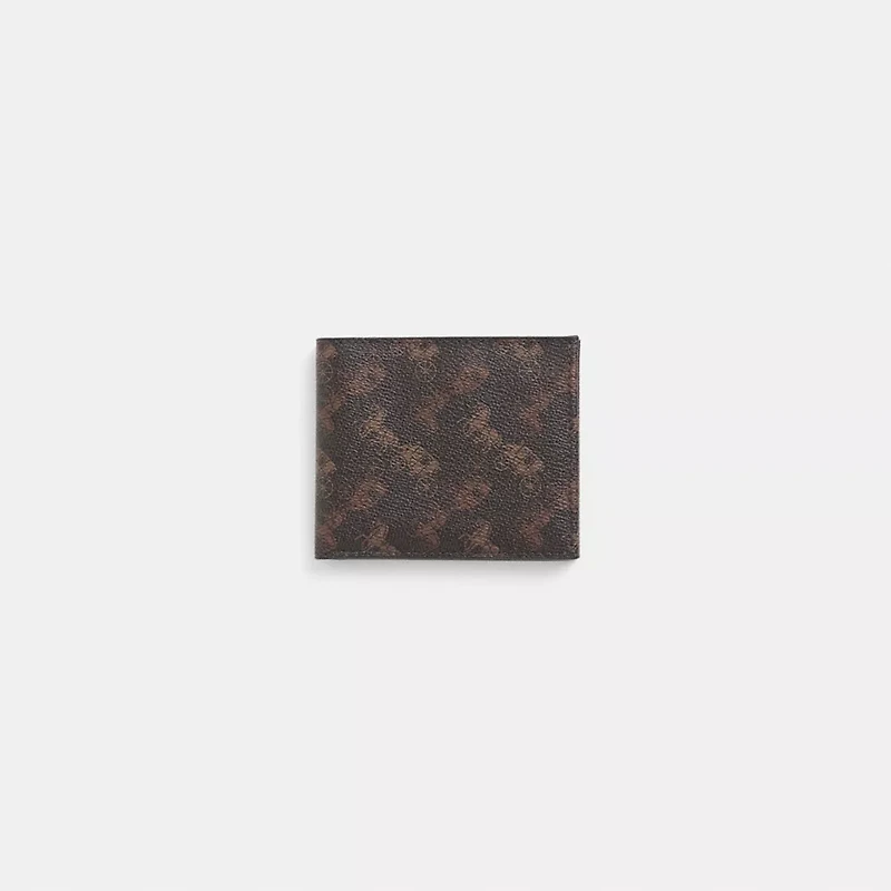 Restored Double Billfold Wallet With Horse And Carriage Print