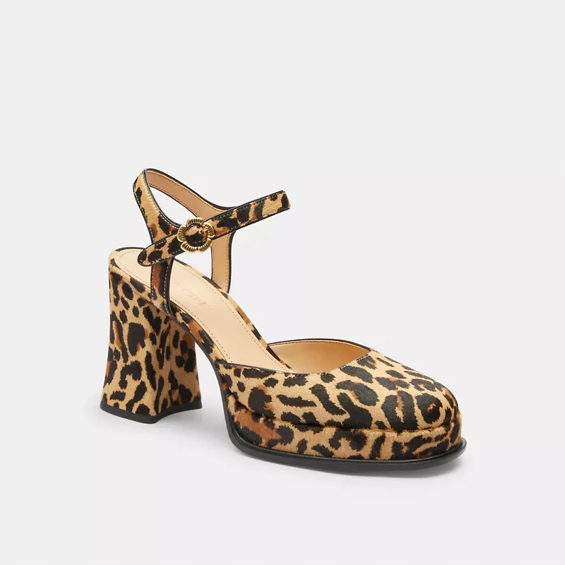 Tea Rose Pump With Leopard Print
