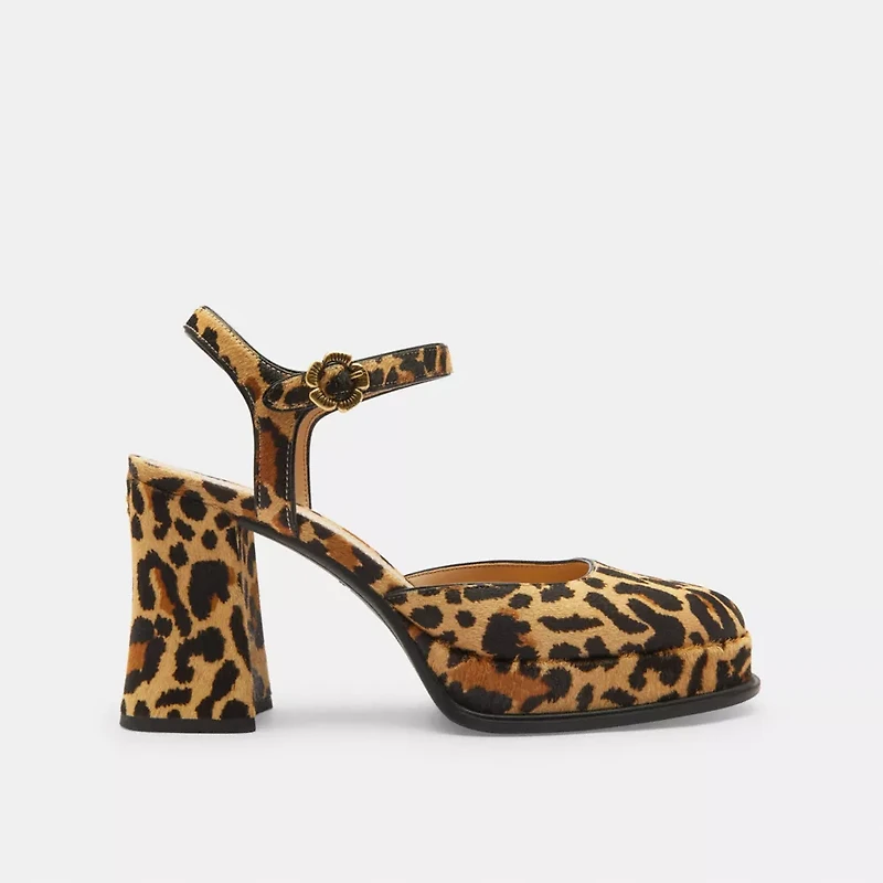 Tea Rose Pump With Leopard Print
