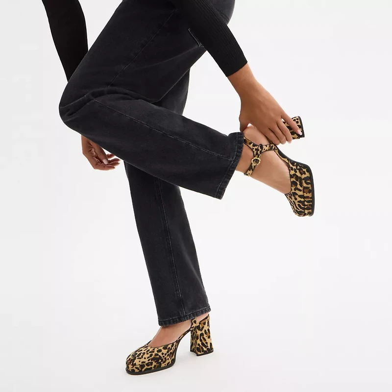 Tea Rose Pump With Leopard Print