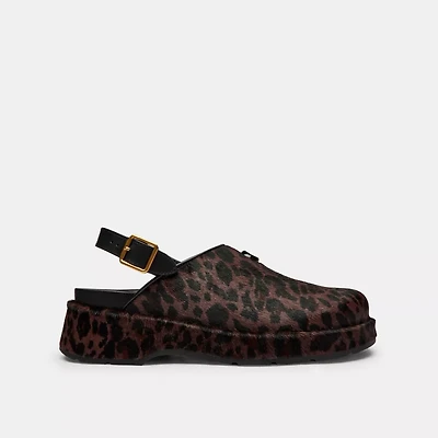 Sculpted C Platform Clog With Leopard Print