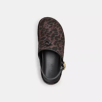 Sculpted C Platform Clog With Leopard Print