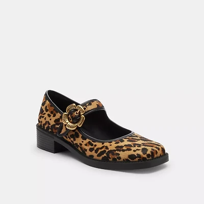 Tea Rose Mary Jane With Leopard Print