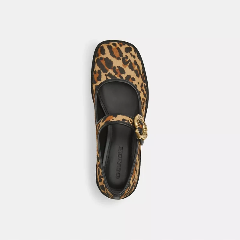 Tea Rose Mary Jane With Leopard Print