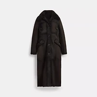 Long Shearling Trench Coat