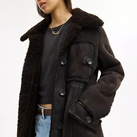 Long Shearling Trench Coat