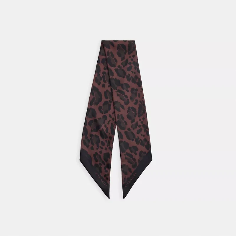 Leopard Print Silk Wide Skinny Scarf