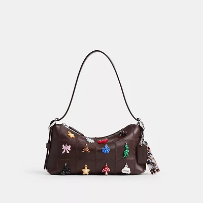 Alter/Ego Small Slouchy Shoulder Bag In Checkerboard Upcrafted Leather With Charms