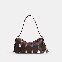 Alter/Ego Small Slouchy Shoulder Bag In Checkerboard Upcrafted Leather With Charms