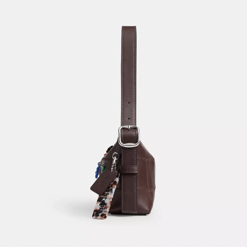 Alter/Ego Small Slouchy Shoulder Bag In Checkerboard Upcrafted Leather With Charms