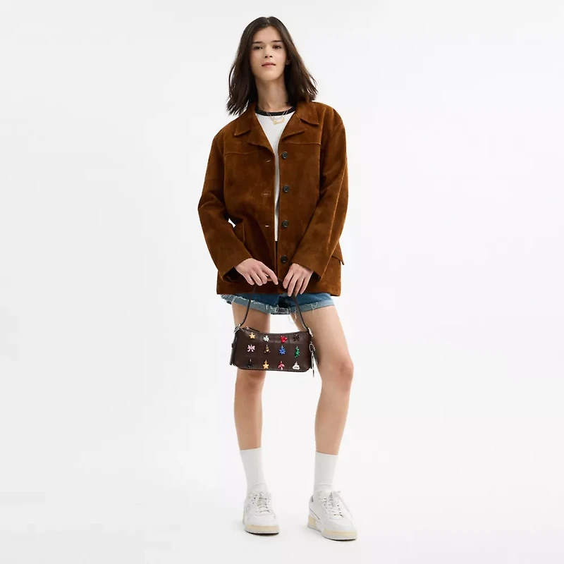 Alter/Ego Small Slouchy Shoulder Bag In Checkerboard Upcrafted Leather With Charms