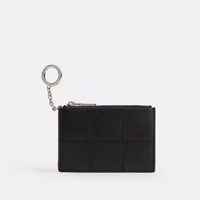 Zip Card Case With Key Ring Checkerboard Upcrafted Leather