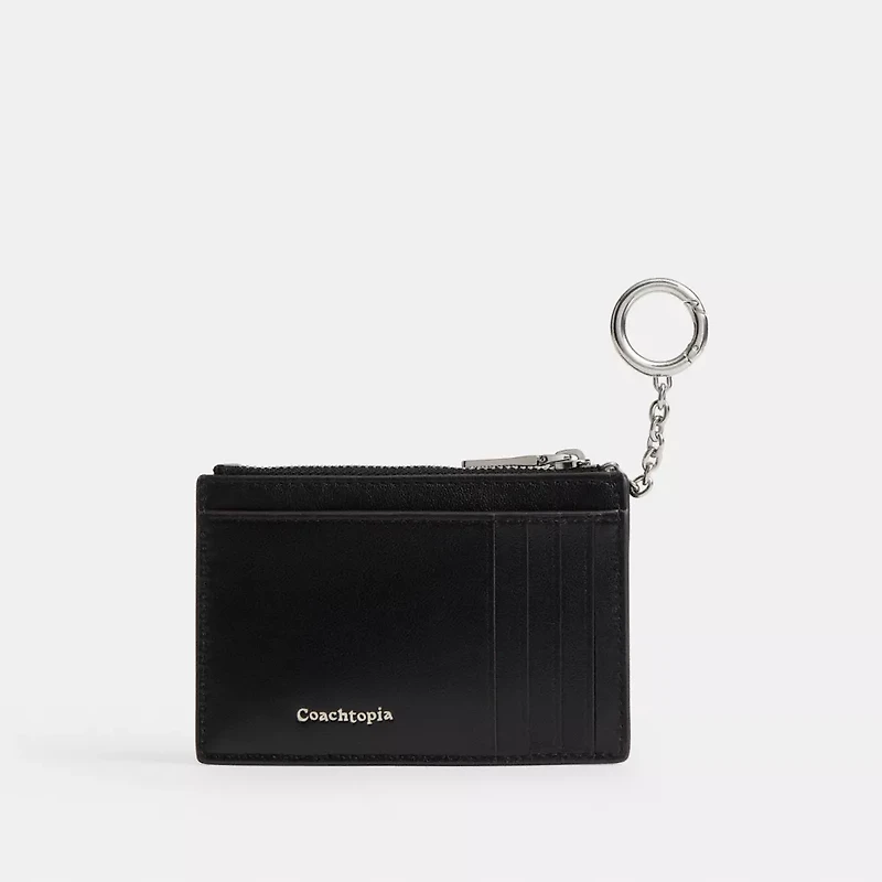 Zip Card Case With Key Ring Checkerboard Upcrafted Leather