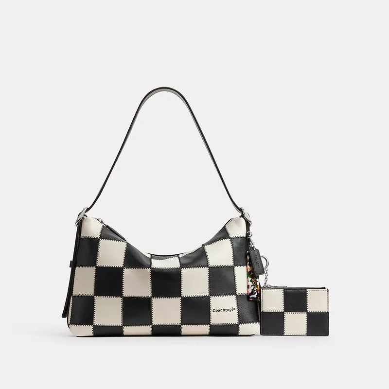 Zip Card Case With Key Ring Checkerboard Upcrafted Leather