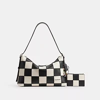 Zip Card Case With Key Ring Checkerboard Upcrafted Leather