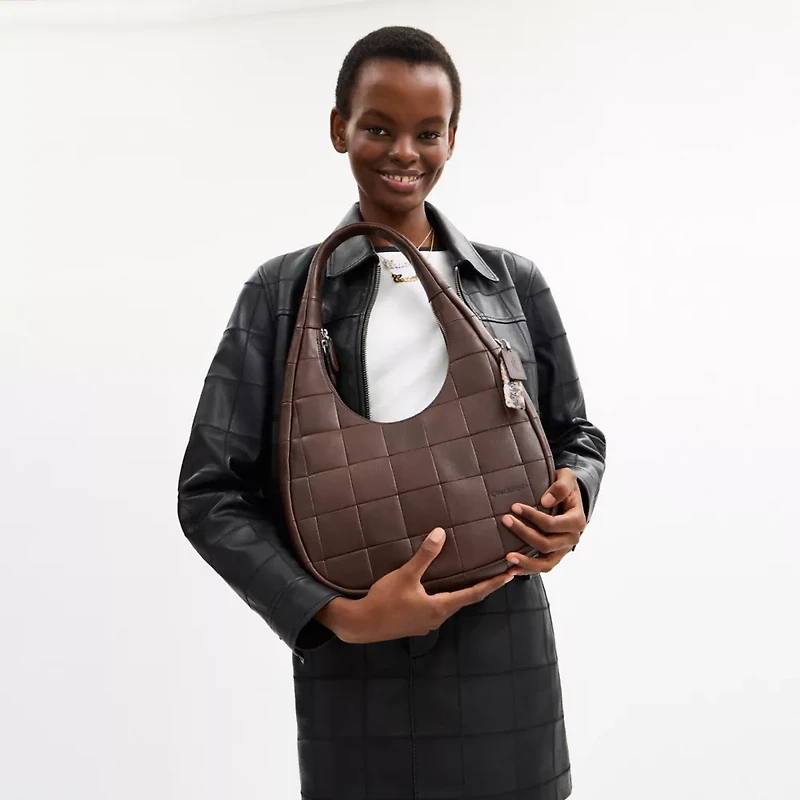 Alter/Ego Crescent Shoulder Bag Checkerboard Upcrafted Leather