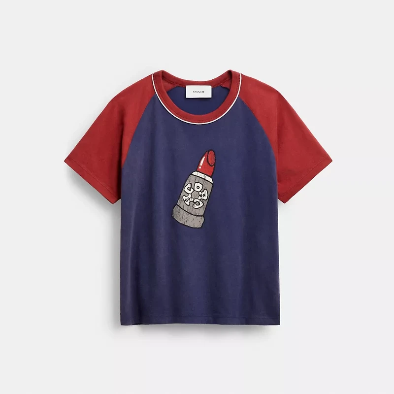 Lipstick Graphic Raglan T Shirt Organic Cotton