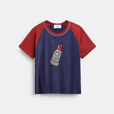 Lipstick Graphic Raglan T Shirt Organic Cotton
