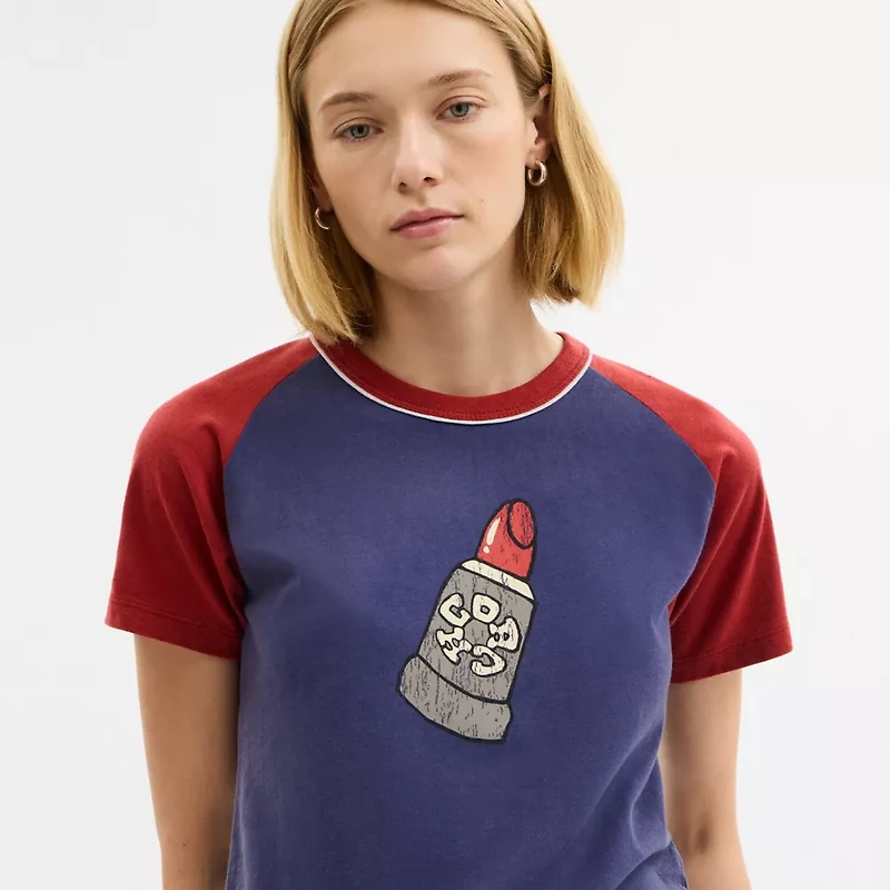 Lipstick Graphic Raglan T Shirt Organic Cotton