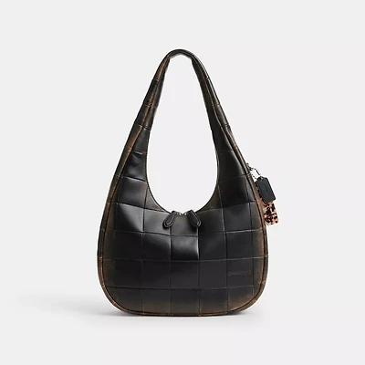 Alter/Ego Crescent Shoulder Bag In Checkerboard Upcrafted Leather