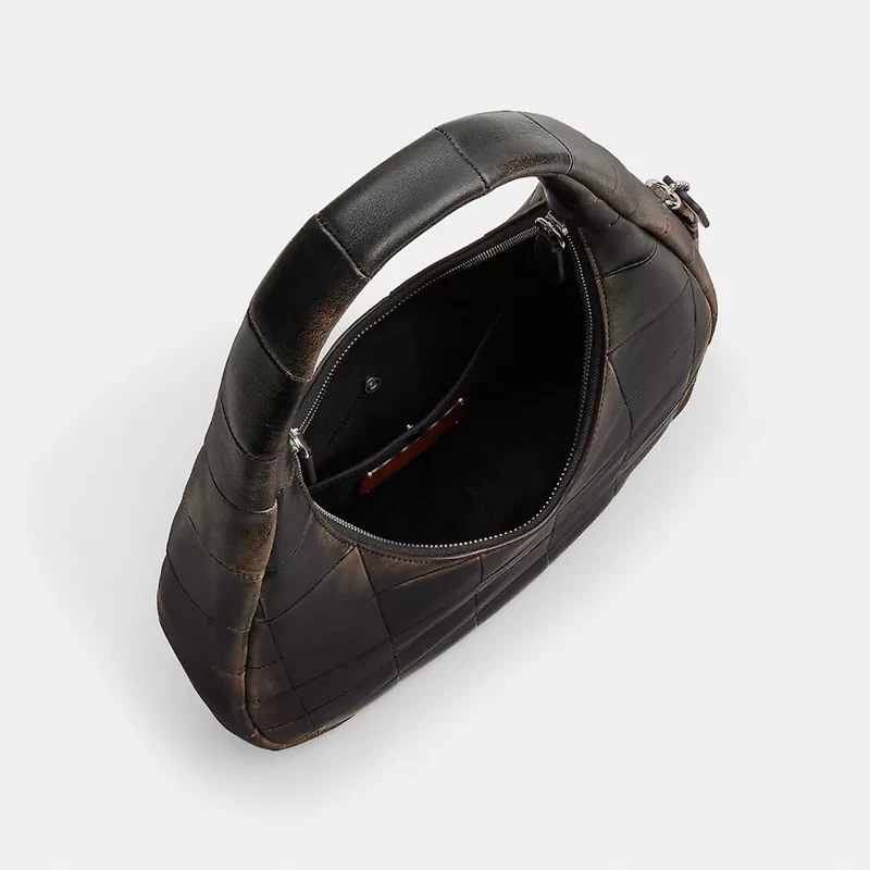 Alter/Ego Crescent Shoulder Bag In Checkerboard Upcrafted Leather