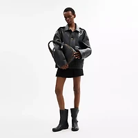 Alter/Ego Crescent Shoulder Bag In Checkerboard Upcrafted Leather