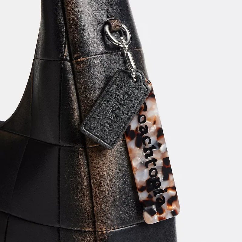 Alter/Ego Crescent Shoulder Bag In Checkerboard Upcrafted Leather