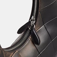 Alter/Ego Crescent Shoulder Bag In Checkerboard Upcrafted Leather