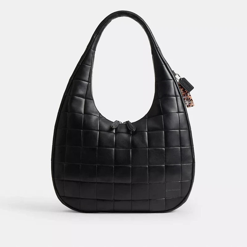 Alter/Ego Large Crescent Shoulder Bag Checkerboard Upcrafted Leather