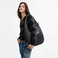 Alter/Ego Large Crescent Shoulder Bag Checkerboard Upcrafted Leather