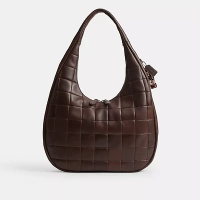 Alter/Ego Large Crescent Shoulder Bag Checkerboard Upcrafted Leather