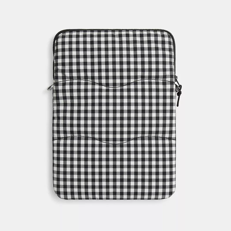 Coachtopia Loop Laptop Sleeve With Wavy Quilting Gingham