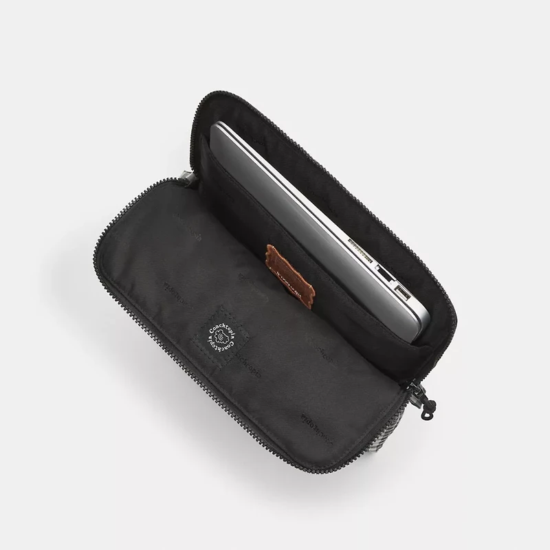Coachtopia Loop Laptop Sleeve With Wavy Quilting Gingham