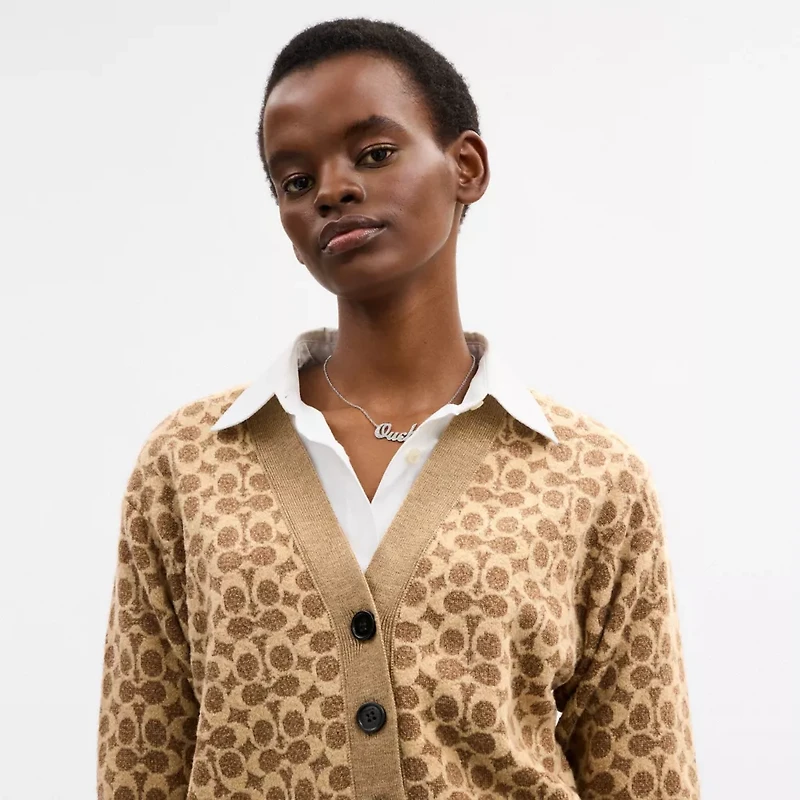 Signature Relaxed V Neck Cardigan