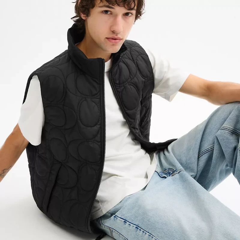 Quilted Signature Puffer Vest Recycled Polyester