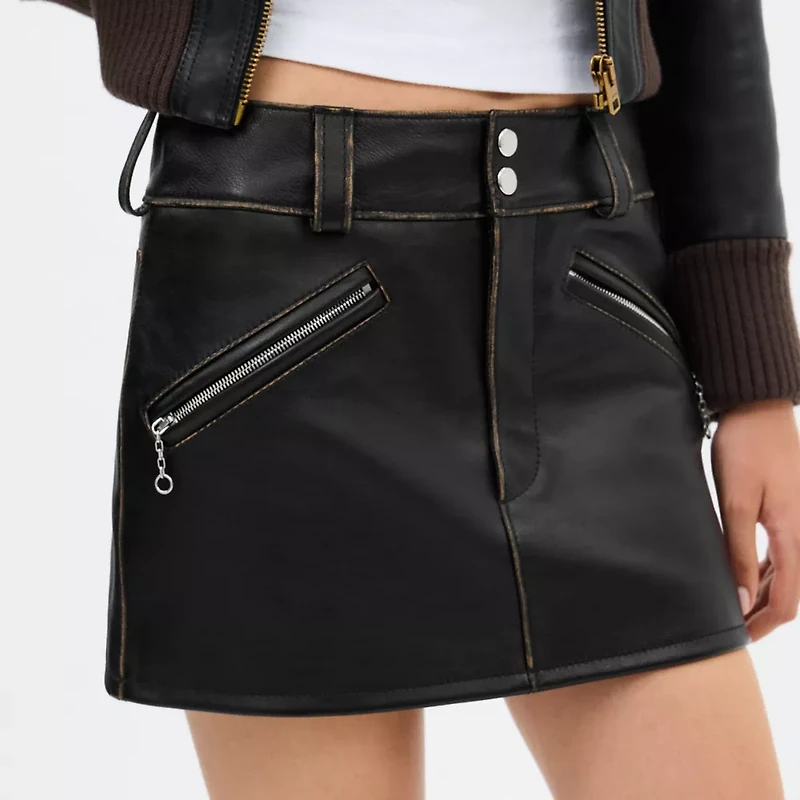 Loved Leather Moto Mini Skirt