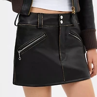 Loved Leather Moto Mini Skirt