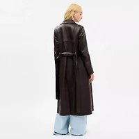 Single Breasted Leather Trench Coat